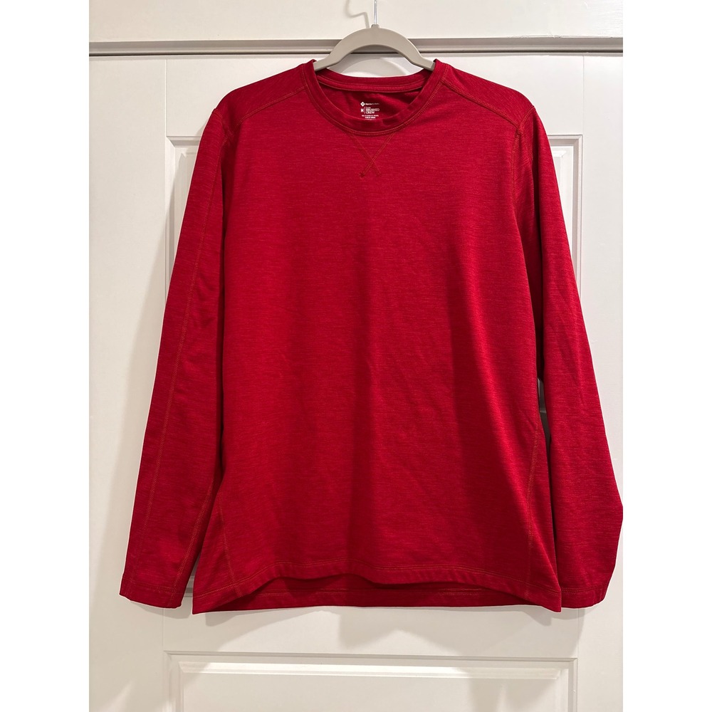 Member's Mark Luxe Brushed Crew Mens Medium Red Ember Space Dye Long Sleeve Top